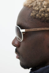 Alexander McQueen White & Brown AMQ4049 Aviator Sunglasses