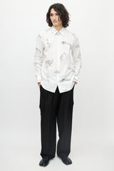 Alexander McQueen White & Grey Fossil Print Button Up Shirt