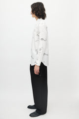 Alexander McQueen White & Grey Fossil Print Button Up Shirt