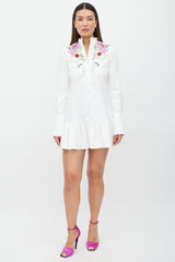 Alexander McQueen White & Multicolour Floral Embroidered Dress
