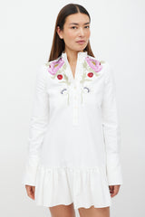 Alexander McQueen White & Multicolour Floral Embroidered Dress