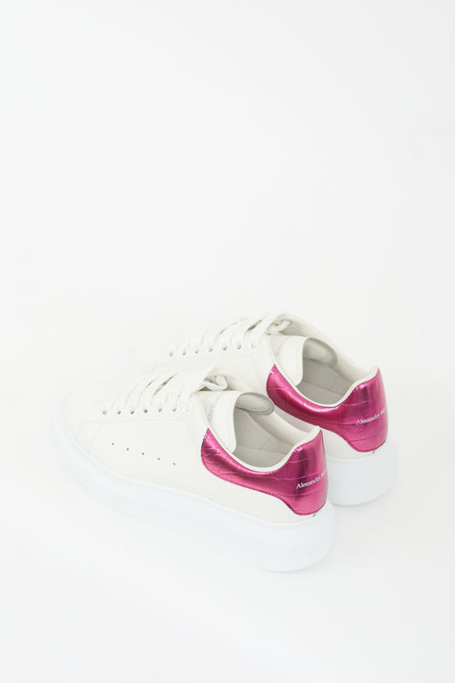 Alexander McQueen White & Pink Leather Oversized Sneaker