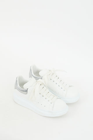 Alexander McQueen White & Silver Leather Oversized Sneaker