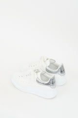 Alexander McQueen White & Silver Leather Oversized Sneaker
