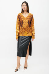 Alexander McQueen Yellow & Brown Print V-Neck Sweater