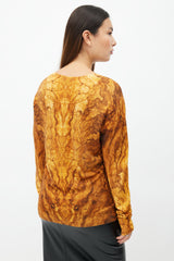 Alexander McQueen Yellow & Brown Print V-Neck Sweater