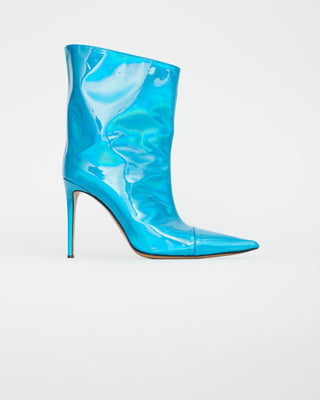 Alexander Vauthier Metallic Blue Leather Pointed Toe Boot