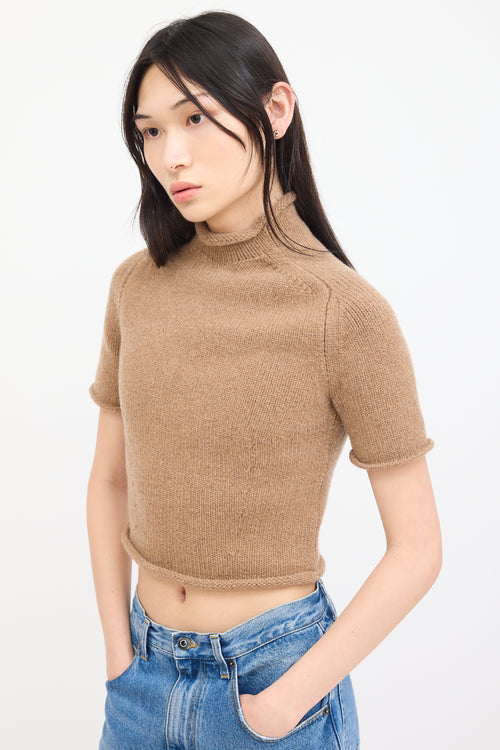 Alexander Wang Beige Wool Knit Short Sleeve Sweater