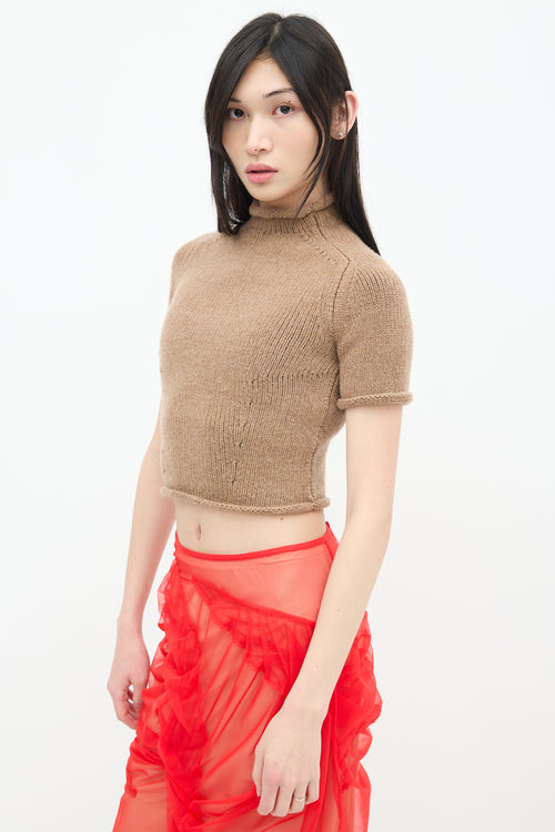 Alexander Wang Beige Wool Knit Turtleneck Top