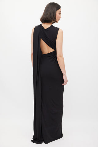 Alexander Wang Black Asymmetrical Draped Cutout Back Dress
