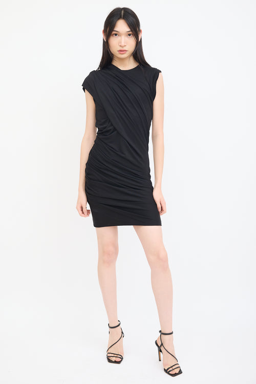 Alexander Wang Black Asymmetrical Gathered Midi Dress