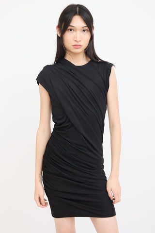 Alexander Wang Black Asymmetrical Gathered Midi Dress