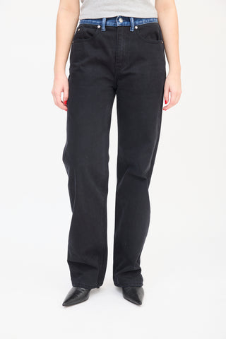 Alexander Wang Black Contrast Waistband Straight Leg Jeans