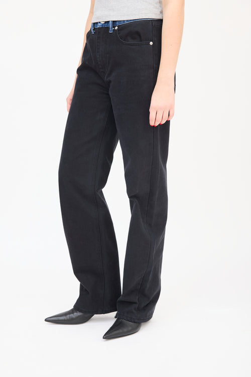 Alexander Wang Black Contrast Waistband Straight Leg Jeans