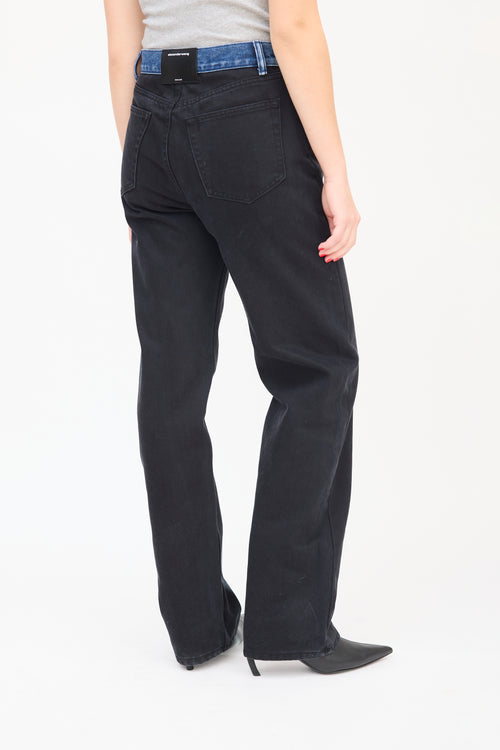 Alexander Wang Black Contrast Waistband Straight Leg Jeans