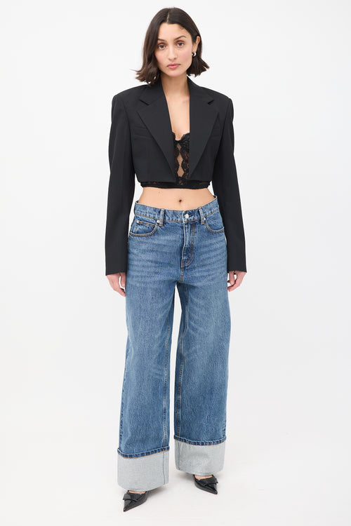 Alexander Wang Black Wool Logo Cropped Blazer