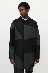 Alexander Wang Black & Grey Wool Patchwork Coat