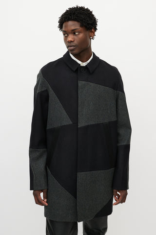 Alexander Wang Black & Grey Wool Patchwork Coat