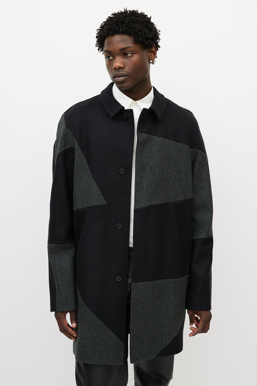Alexander Wang Black & Grey Wool Patchwork Coat