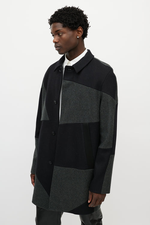Alexander Wang Black & Grey Wool Patchwork Coat