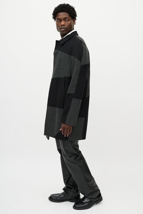 Alexander Wang Black & Grey Wool Patchwork Coat