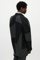 Alexander Wang Black & Grey Wool Patchwork Coat