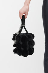 Alexander Wang Black Leather & Fur Roxy Bucket Bag