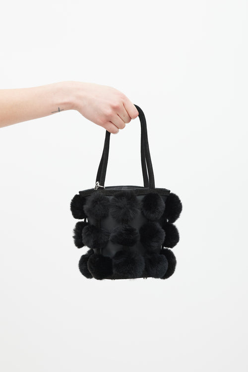 Alexander Wang Black Leather & Fur Roxy Bucket Bag