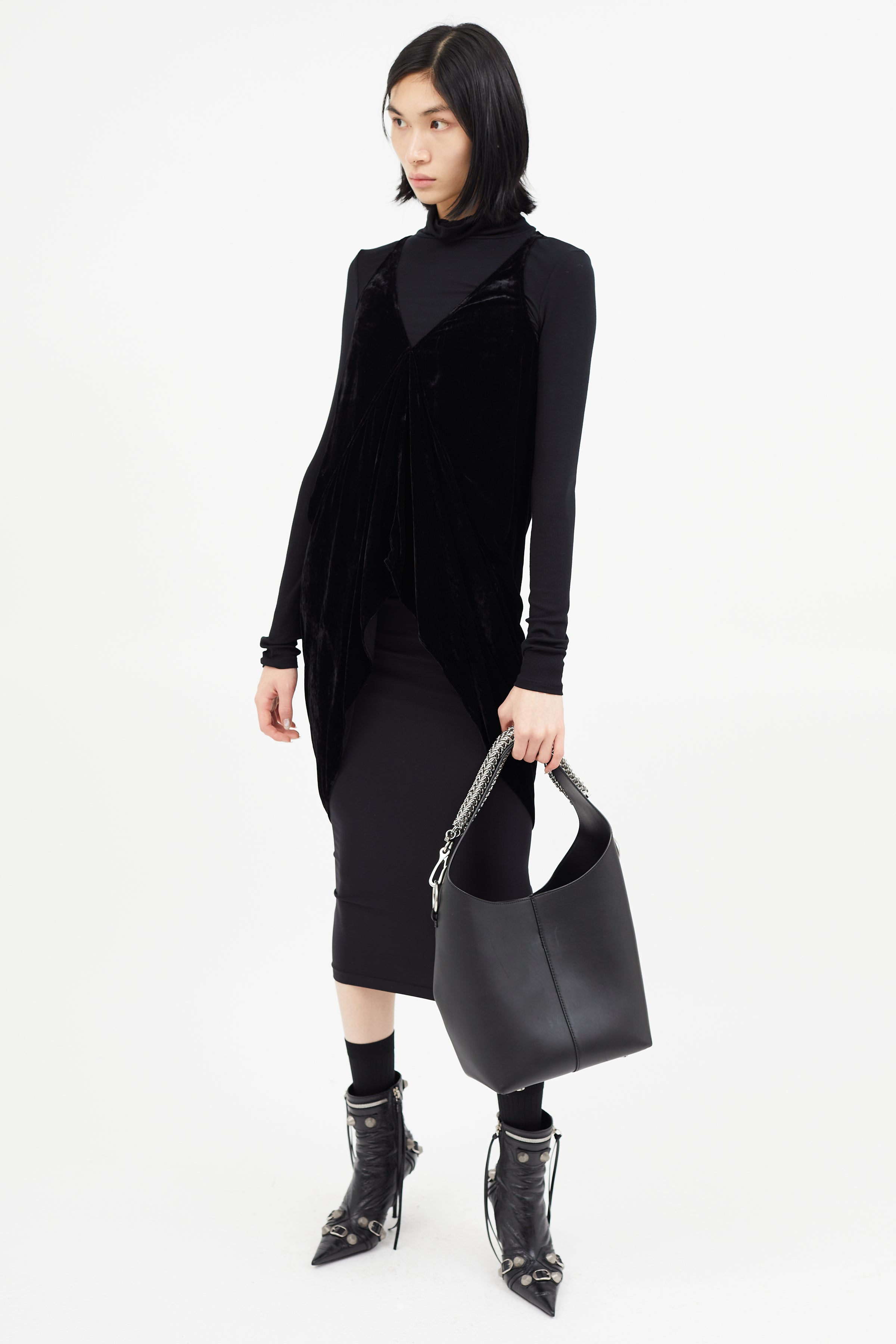Alexander Wang // Black Leather Genesis Box Chain Shoulder Bag 