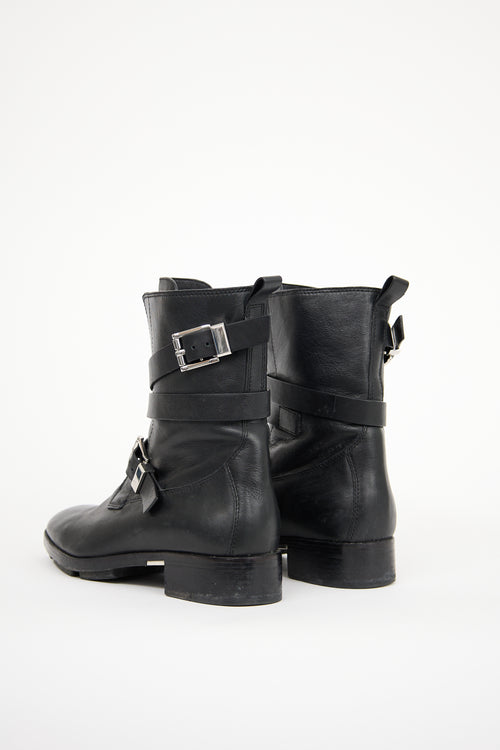 Alexander Wang Black Leather Louise Combat Boot