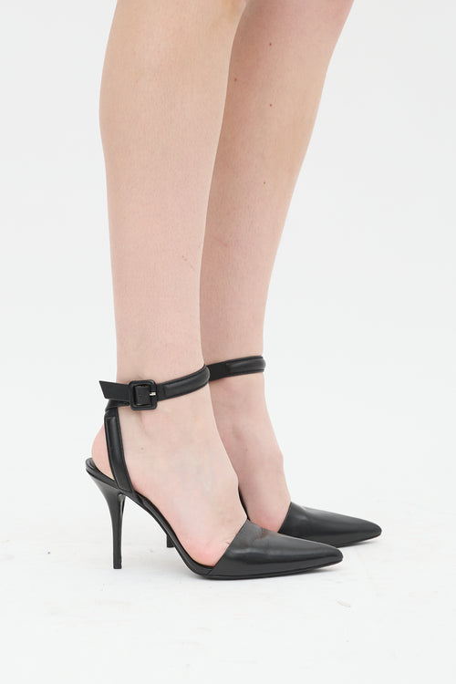 Alexander Wang Black Leather Point Toe Wrap Pump