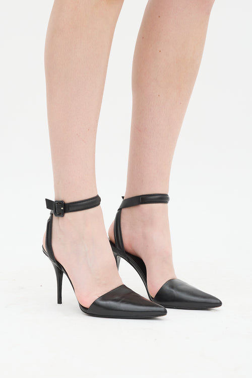 Alexander Wang Black Leather Point Toe Wrap Pump