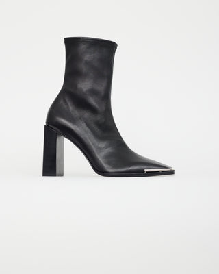 Alexander Wang Black Leather Silver Toe Boot