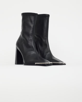 Alexander Wang Black Leather Silver Toe Boot