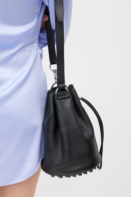 Alexander Wang Black Leather Studded Bucket Bag