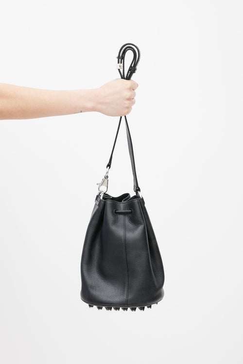 Alexander Wang Black Leather Studded Bucket Bag