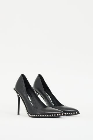 Alexander Wang Black Leather Studded Rie Pump