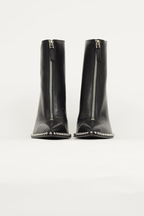 Alexander Wang Black Leather Studded Trim Boot
