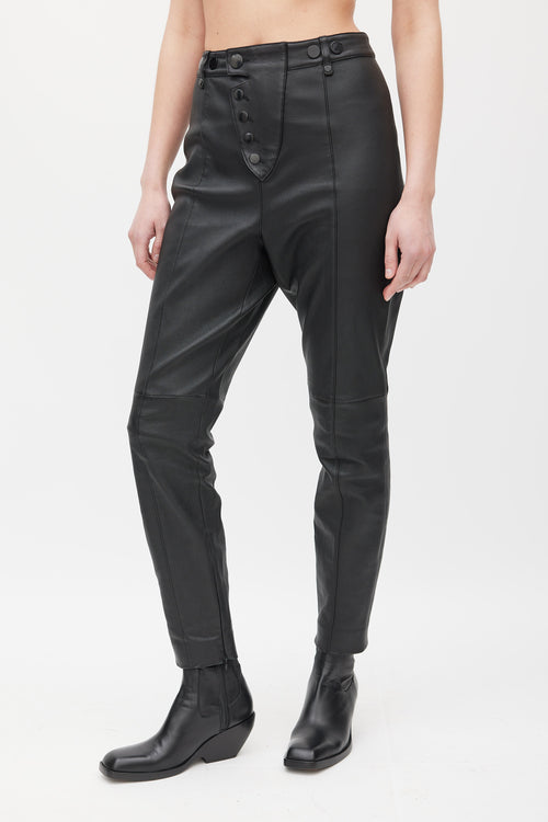 Alexander Wang Black Leather Tapered Pants