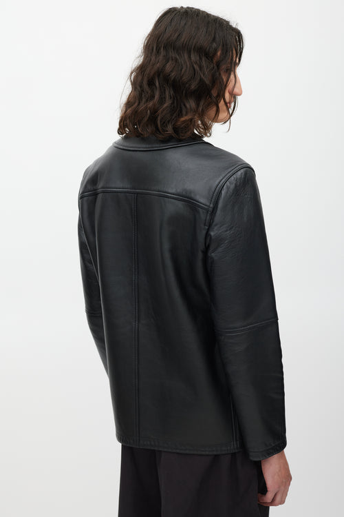 Alexander Wang Black Leather V-Neck Jacket