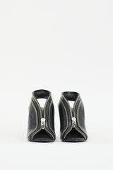 Alexander Wang Black & Silver Leather Zippered Heels