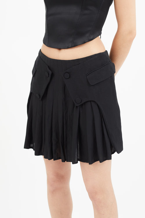 Alexander Wang Black Pleated Panelled Skirt