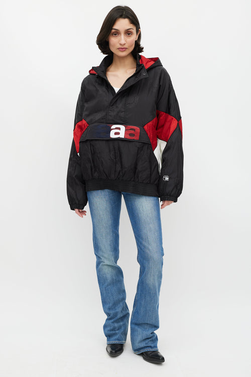 Alexander Wang Black & Red Hooded Pullover Jacket