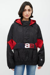 Alexander Wang Black & Red Hooded Pullover Jacket
