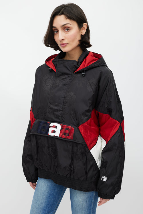 Alexander Wang Black & Red Hooded Pullover Jacket