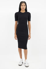 Alexander Wang Black & Silver Ring Ribbed  Dress