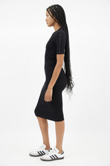 Alexander Wang Black & Silver Ring Ribbed  Dress