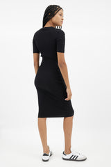 Alexander Wang Black & Silver Ring Ribbed  Dress