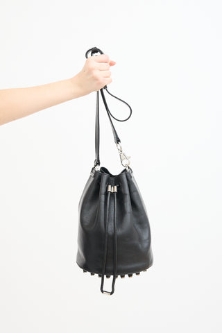 Alexander Wang Black Leather Studded Bucket Bag