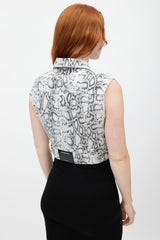 Alexander Wang Black & White Print Sleeveless Vest